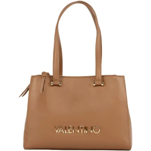 Tote Bags, female, , Size: ONE SIZE Handbag with Gold Valentino Inscription - Valentino by Mario Valentino - Modalova