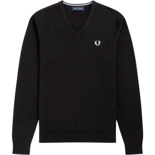 Sweatshirts, male, , Size: 2XL Merino Wool V-Neck Sweater - Fred Perry - Modalova