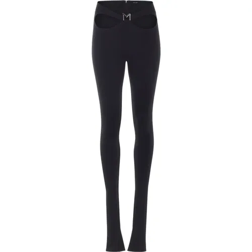 Cut-Out Leggings with Front Logo , female, Sizes: S - Mugler - Modalova