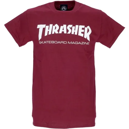 T-Shirts, male, , Size: XL Skatemag Tee Mens T-Shirt Maroon/White - Thrasher - Modalova