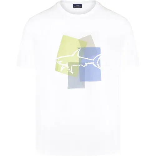 Cotton Shark Print T-Shirt , male, Sizes: L, 2XL, M - PAUL & SHARK - Modalova