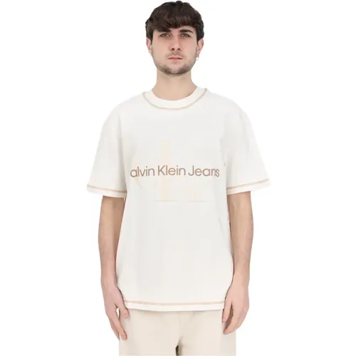 Weiße T-Shirts und Polos für Herren , Herren, Größe: M - Calvin Klein Jeans - Modalova