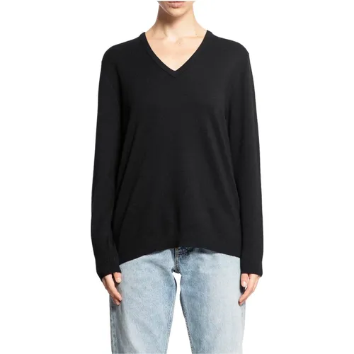 Schwarzer Wollstrick V-Ausschnitt Pullover , Damen, Größe: L - Max Mara - Modalova