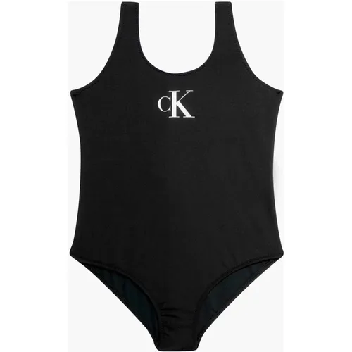 Klassischer Schwarzer Badeanzug mit cK Logo - Calvin Klein - Modalova