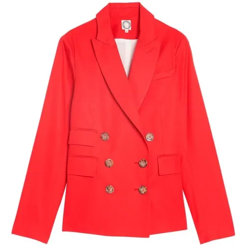 Rote Baumwolltaillierte Jacke , Damen, Größe: M - Ines De La Fressange Paris - Modalova