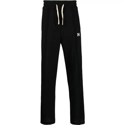 Cotton Jogging Pants with Logo Embroidery and Contrast Bands , male, Sizes: S - Palm Angels - Modalova