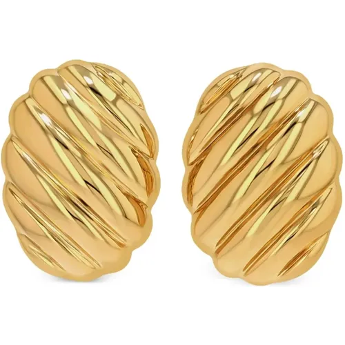 Earrings, female, , Size: ONE SIZE Gold-tone Ribbed Design Earrings - Anine Bing - Modalova
