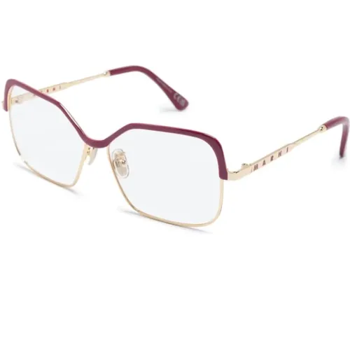 Glasses, female, , Size: 56 MM Burgundy Optical Frame - Marni - Modalova