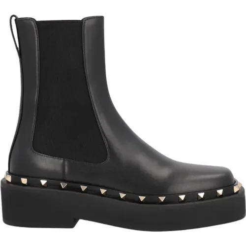 Chelsea Boots, female, , Size: 10 US Rockstud M-Way Leather Ankle Boots - Valentino Garavani - Modalova