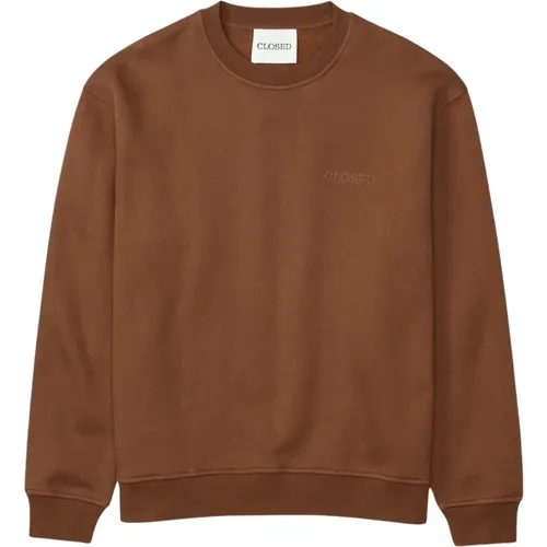 Relaxed fit crewneck sweatshirt with embossed side logo print , male, Sizes: S, L, M - closed - Modalova