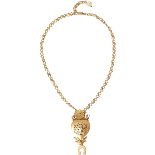 Gold Kristall Charm Halskette - Dolce & Gabbana - Modalova