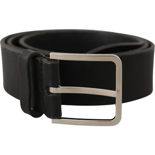 Calf Leather Wide Silver Metal Buckle Belt , unisex, Sizes: 90 CM - Dolce & Gabbana - Modalova