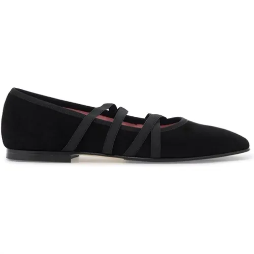 Suede Ballet Flats with Crossed Elastics , female, Sizes: 5 UK, 6 UK, 7 UK, 3 UK, 4 UK - Carel - Modalova