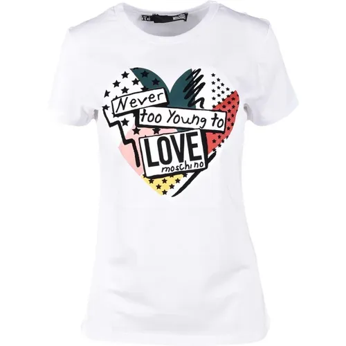 Weiße T-Shirt aus der Collection , Damen, Größe: XS - Love Moschino - Modalova