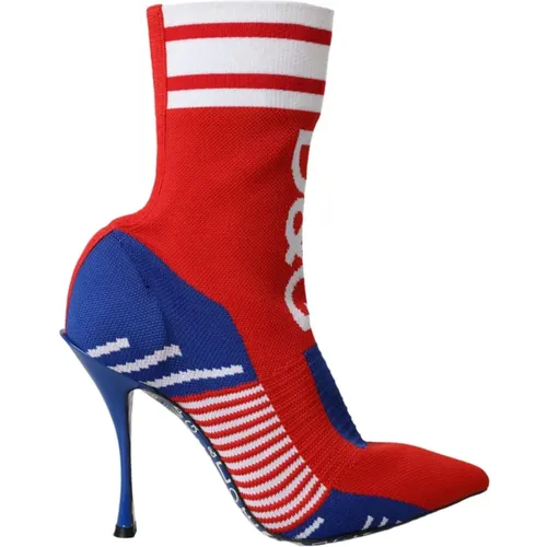 Stretch Sock Stiefel Rot/Blau - Dolce & Gabbana - Modalova