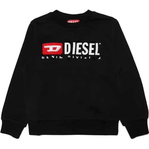 Rundhalsausschnitt-Sweatshirt mit Markenlogo und Brüchen - Diesel - Modalova