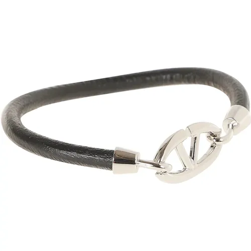 Bracelets, male, , Size: S Bold Leather VLogo Bracelet - Valentino Garavani - Modalova