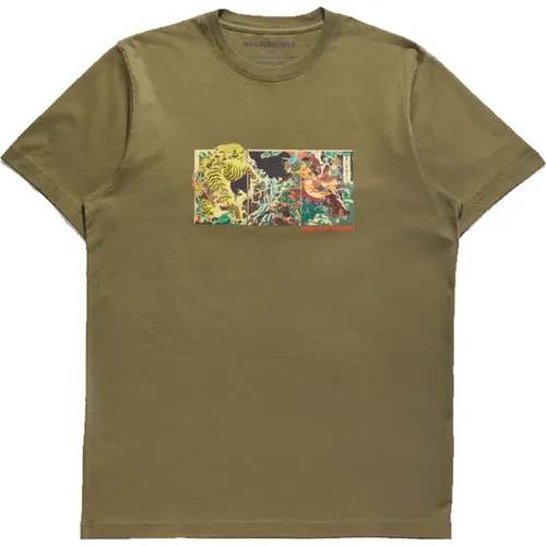 Samurai Tiger Battle Tee , male, Sizes: S, M, XL, L - Maharishi - Modalova