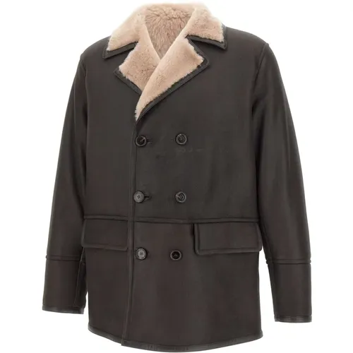 Leather Jackets, male, , Size: XL L-Mabano Shearling Jacket - HUGO - Modalova