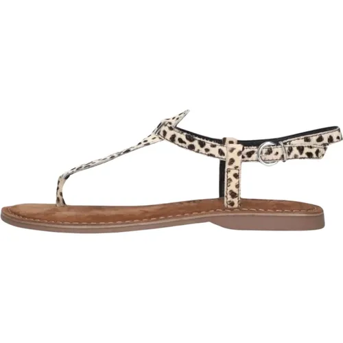 Beige Sandalen mit Tiermuster , Damen, Größe: 38 EU - Lazamani - Modalova