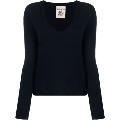 Blaue Pullover Kollektion , Damen, Größe: L - Semicouture - Modalova