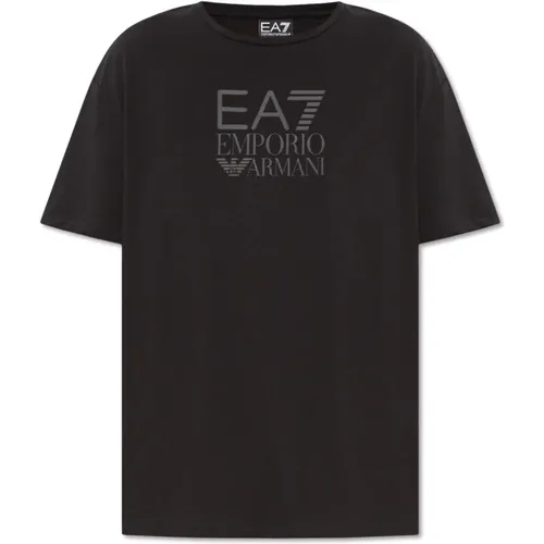 T-Shirt mit Logo , Damen, Größe: S - Emporio Armani EA7 - Modalova