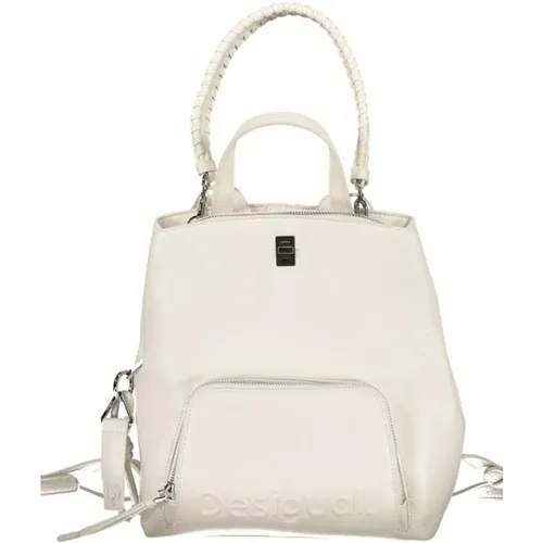 Weißen vielseitigen Rucksack mit mehreren Taschen , Damen, Größe: ONE Size - Desigual - Modalova