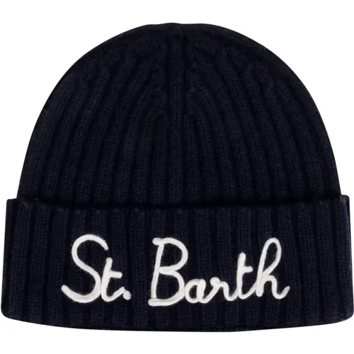 Beanies, male, , Size: ONE SIZE Woolen Beanie with Embroidered Writing - MC2 Saint Barth - Modalova