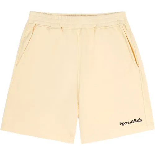 Weiche Gym Logo Shorts Schwarz Baumwolle , Damen, Größe: L - Sporty & Rich - Modalova