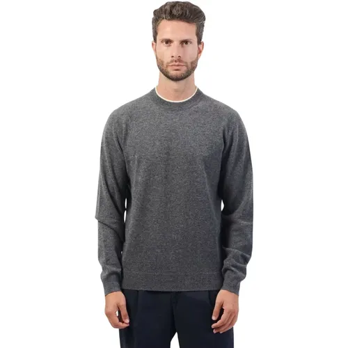 Grauer Wollpullover mit halbem Kragen , Herren, Größe: L - Hugo Boss - Modalova