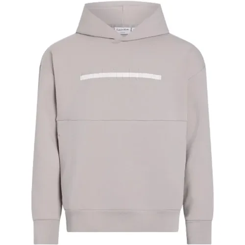 Geprägter Logo Hoodie Grau , Herren, Größe: L - Calvin Klein - Modalova