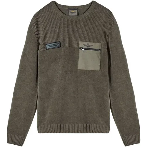 Grüner Militärstil Pullover - aeronautica militare - Modalova