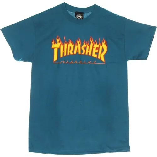 T-Shirts, male, , Size: L Flame Tee /Yellow Short Sleeve T-shirt - Thrasher - Modalova