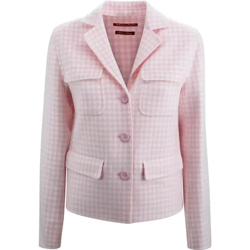 Wool Vichy Jacket - Double-Breasted , female, Sizes: M, XS - Max Mara Studio - Modalova