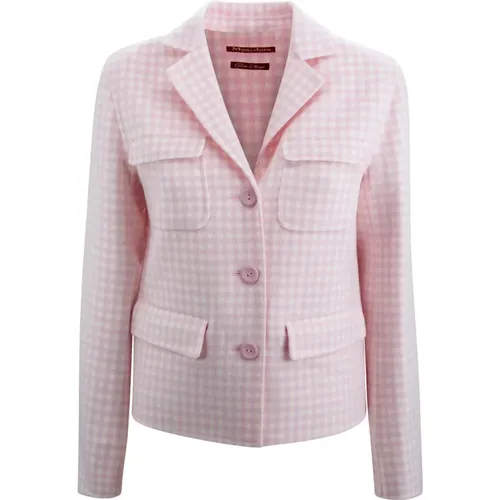 Blazers, female, , Size: M Wool Vichy Jacket - Double-Breasted - Max Mara Studio - Modalova