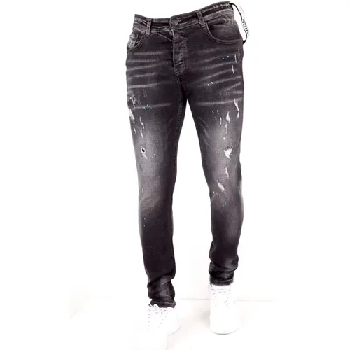 Slim Fit Jeans with Distressed Effect - Dc-007 , male, Sizes: W31, W34 - True Rise - Modalova