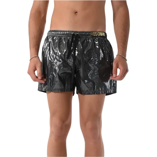 Swim Boxer Shorts with Logo Plaque , male, Sizes: S, M - Moschino - Modalova