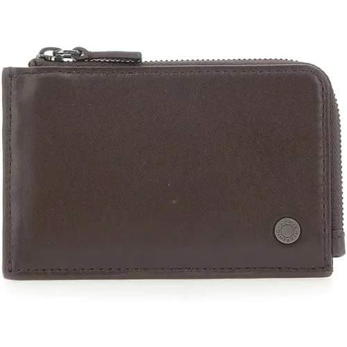 Wallets & Cardholders, male, , Size: ONE SIZE Men's Leather Wallet, Dark , Zip - Gianni Chiarini - Modalova