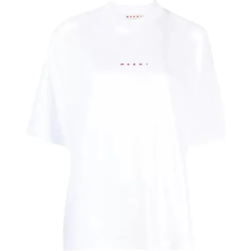 Logo-print Cotton T-shirt , female, Sizes: 2XS - Marni - Modalova