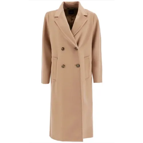 Double-Breasted Coats, female, , Size: XS Long double-breasted coat in camel wool and alpaca - Weekend Max Mara - Modalova