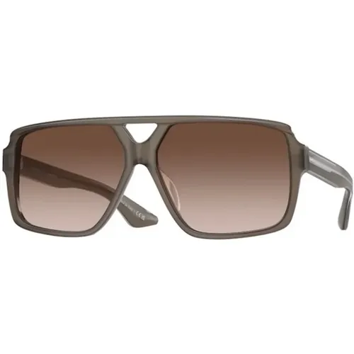 Braune Rahmen-Sonnenbrille mit ockerfarbenen Verlaufsgläsern , Herren, Größe: 60 MM - Oliver Peoples - Modalova