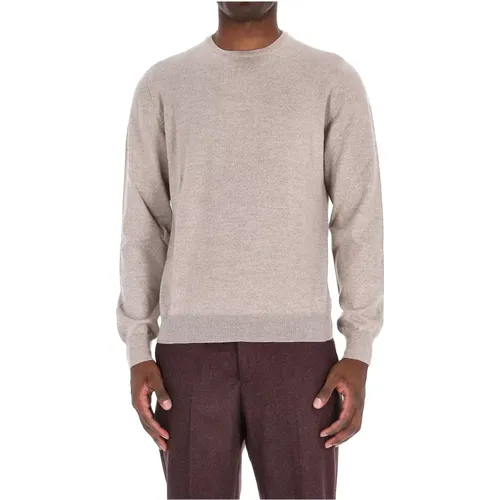 Round-neck Knitwear, male, , Size: XL Merino Wool Crewneck Sweater Dove Grey - Barba - Modalova