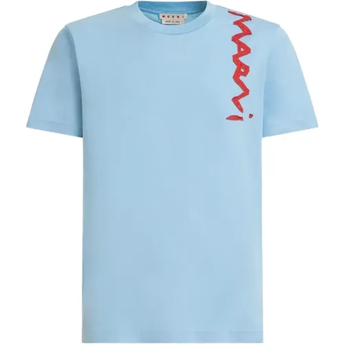 Letter Detail T-Shirt , male, Sizes: XL, L, M - Marni - Modalova