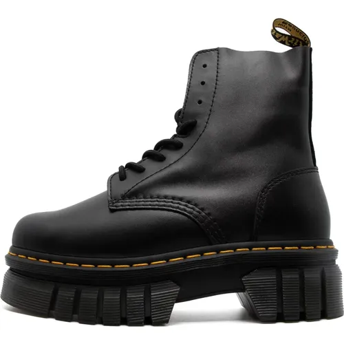 Schwarze Leder Platform Quad Schnürstiefel , Damen, Größe: 41 EU - Dr. Martens - Modalova