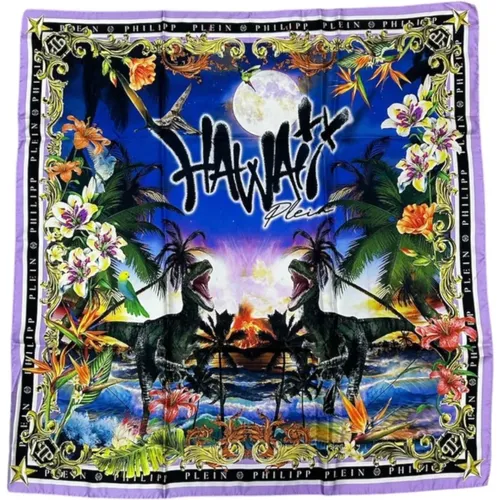 Silky Scarves, unisex, , Size: ONE SIZE Multicolor Silk Scarf with All-Over Logo - Philipp Plein - Modalova