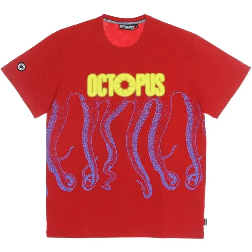 Rotes Herren T-Shirt Blurred Tee , Herren, Größe: XL - Octopus - Modalova
