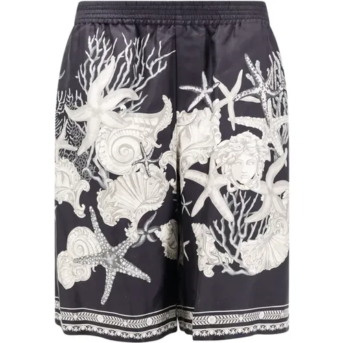 Barocco Sea Print Silk Bermuda Shorts , male, Sizes: L, S - Versace - Modalova