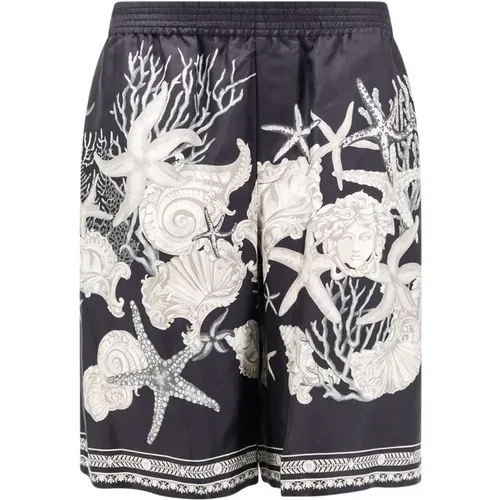 Barocco Sea Print Silk Bermuda Shorts , male, Sizes: S - Versace - Modalova