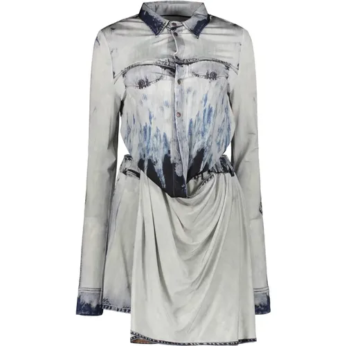 Shirt Dresses, female, , Size: M Two-piece denim-effect dress with skirt - Diesel - Modalova