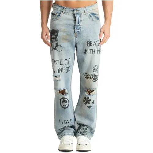 Abstract Multicolor Jeans with Logo , male, Sizes: W31, W32 - Barrow - Modalova